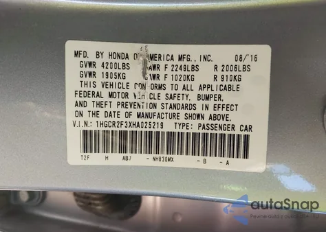 2017 Honda Accord Lx from USA, damaged, VIN 1HGCR2F3XHA025219